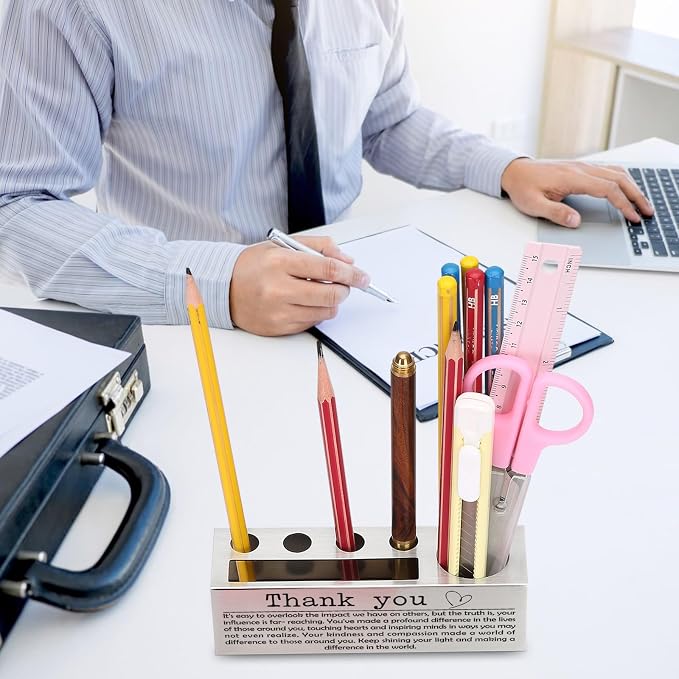 Thank You Gifts for Leader Mentor Boss Teacher Coworker, Inspirational Pen and Pencil Holder Appreciation Gift for Making a Difference, Graduation Recognition Gift Stainless Steel Pen Holder TZC67