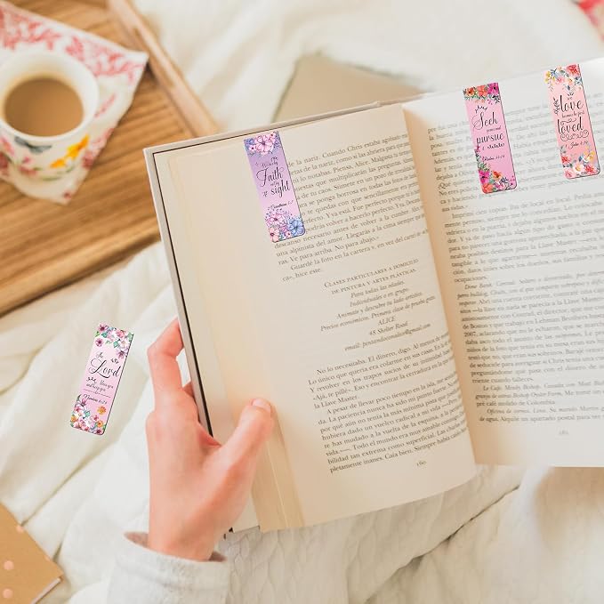 Bible Verse Magnetic Bookmarks - 30 PCs Christian Inspirational Floral Bookmark Reading Women Kids Catholic Religious Scripture Book Markers Church Supplies Teachers Students School Gifts