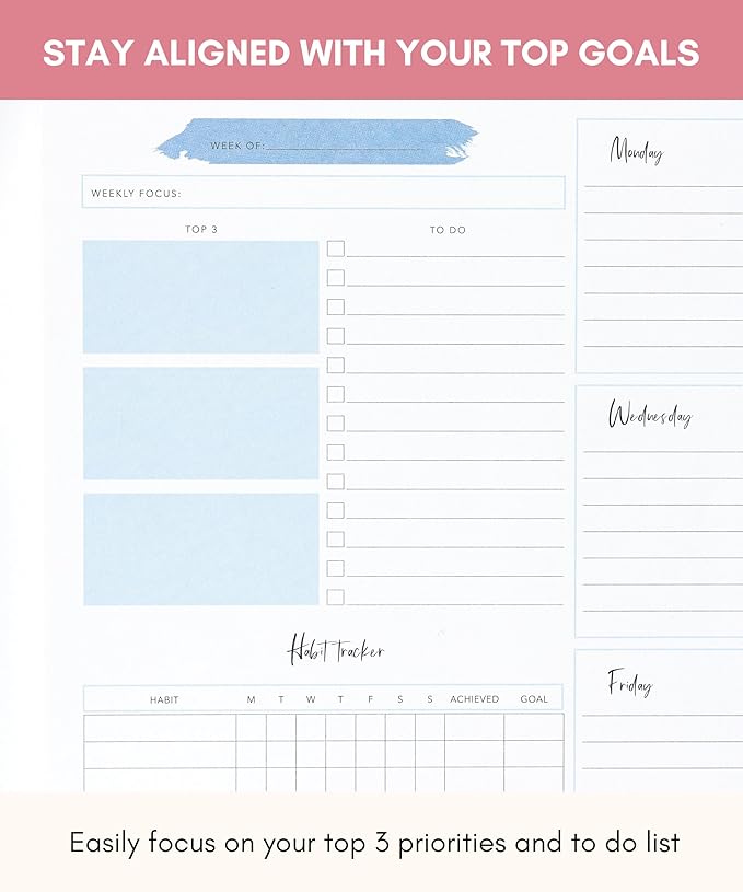 Lamare Weekly Planner Notepad – Premium Undated Weekly To Do List Notepad for School, Home & Office Day Planner, Desk To Do List Pad and Productivity Planning Pad