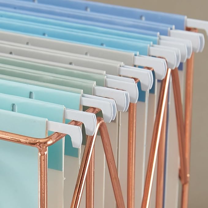 50 Pack Hanging File Folders Letter Size with 1/5 Cut Adjustable Tabs File Folder for Filing Cabinet Reinforced Hanging Folders Design for Home School Office and Medical Charts, Blue Design