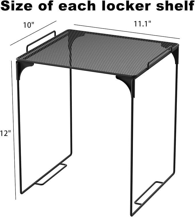 Svartur Locker Shelf for School Locker, Stackable Locker Shelves for Locker Decoration, Tall Locker Organizer Shelf for Work, Back to School Essentials Locker Accessories, Pack of 2, Black