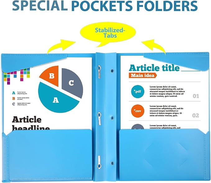 16 Packs Heavy Duty 3 Pockets Folders with Prongs, Plastic Folders with Clear Front Pocket, for Letter Size Paper, Assorted Colors/Card Slot for Class Office Home