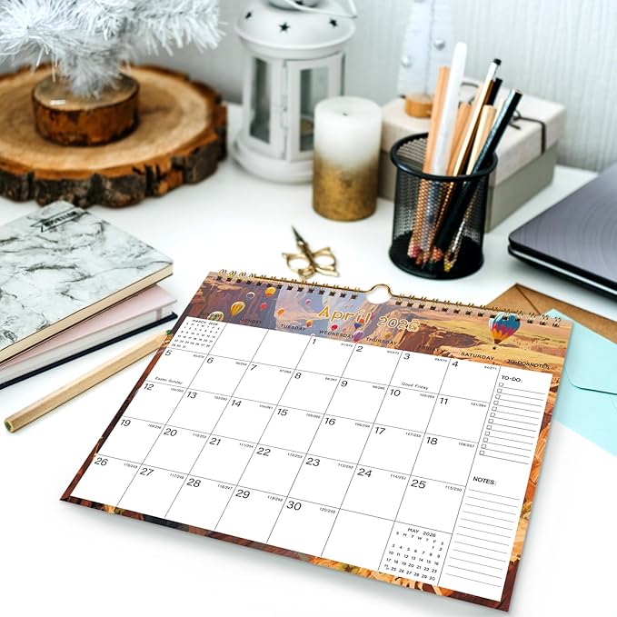 2026-2027 Wall Calendar - Includes January 2026 to June 2027, 18-Month Paper Wall Calendar 11 x 8.5 Inches.Thick Paper with Julian Dates and Block for New Year and Christmas Holidays To-dos ＆ Notes (G)