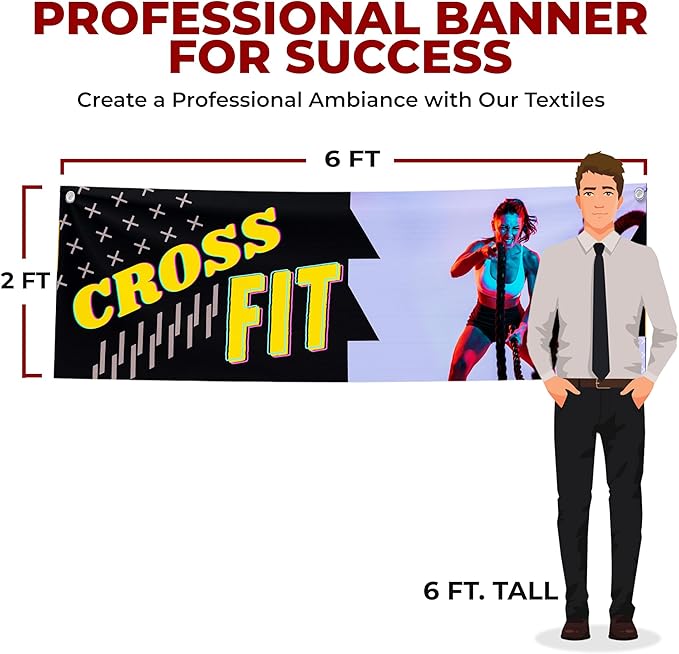 Crosss Fit Large Banners and Signs for Outdoor by Mavis Printing-Polyester Banner with 4 Holes for Easy Hang Indoor & Outdoor|4x1 Feet HD Print Sign to Promote Church| Made in USA