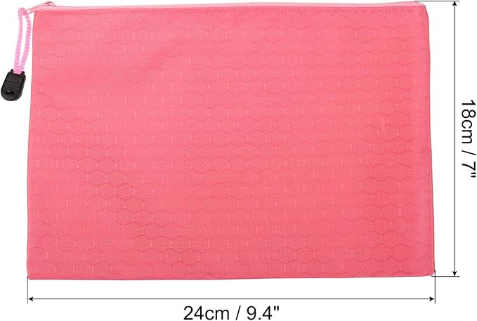 PATIKIL Waterproof Zipper File Bags, 3 Pack A5 Document Holders Pencil Pouch for Office, Pink