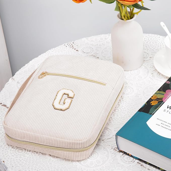 Bible Cover for Women, Initial Personalized Bible Gift - Bible Case for Men - Bible Holder - Bible Bag - Bible Carrier - Bible Carrying Case with Pockets for Bible Study Suppliers, Bible Accessories