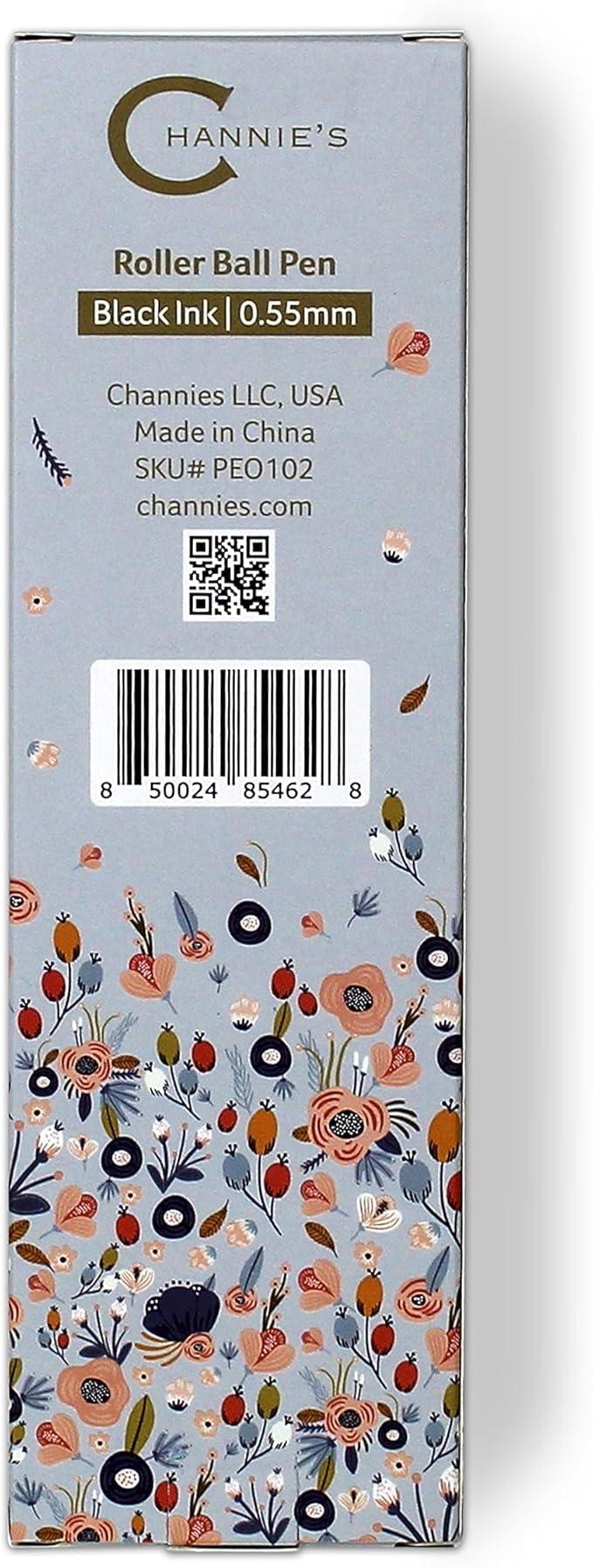 Channie's Beautiful Floral Rollerball Pen - Smooth Writing & Perfect for Home Office, Pen for Handwriting, Great Gift Idea for Teachers, Graduation Coworkers - Light Blue