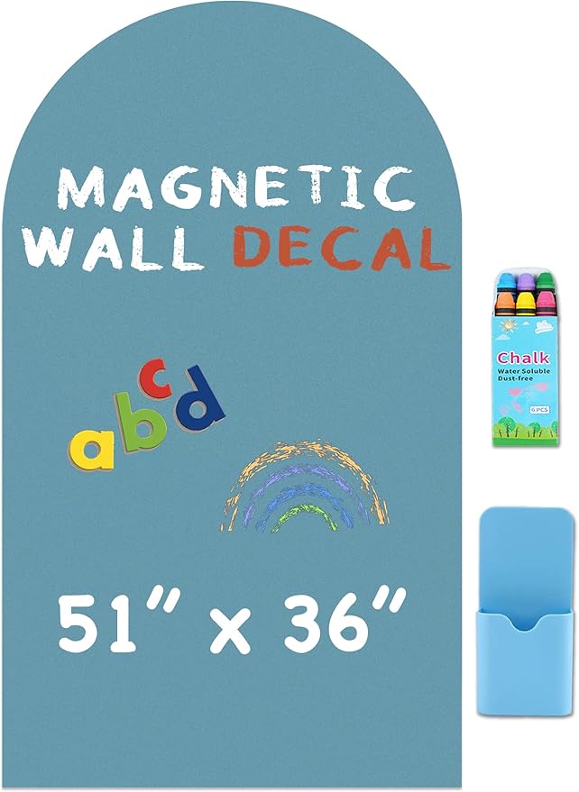 Large Arch Magnetic Wall Decal - 51" x 36" Matte Finish Chalkboard Sticker for Wall - Magnetic Board for Playroom, Home Classroom(Celadon)