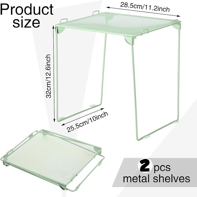 Ctosree 13 Pcs Locker Organizer and Accessories Kit Stackable Mesh Locker Shelf, Pen Holder, Magnetic Mirror, Whiteboard, Cloth, Marker, Magnet for Classroom Back to School Essentials(Green)