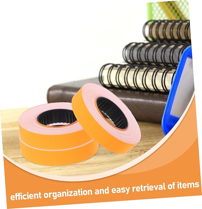 KALLORY 10rolls Orange Price Labels for Price Markers Print Quality Label Printer Paper for Stickers and Tagging