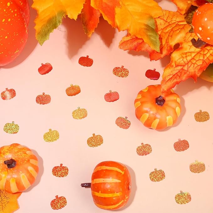 Whaline 1200Pcs Fall Mini Laser Stickers Autumn Pumpkin Self-Adhesive Stickers Thanksgiving Sparkly Label Decals for Craft Scrapbook Envelope Card Teacher Reward, 10 Sheets