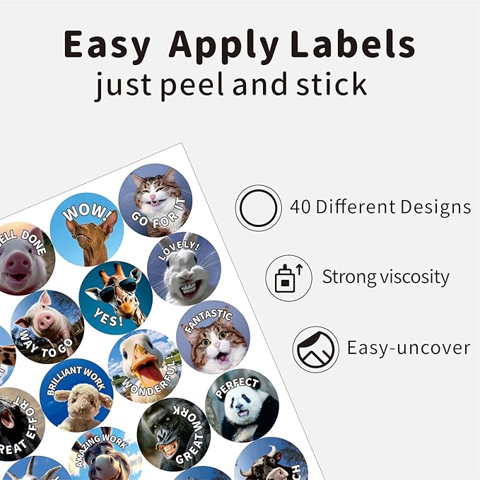 800 Pcs Funny Animal Meme Incentive Stickers, Teacher Reward Stickers for Classroom - 40 Vibrant Designs Motivational Positive Stickers - Encourage Kids to Do Chores, Go to The Toilet