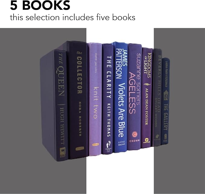 Decorative Accent for Home Decor – Real Books by Color® Interior Styling Piece for Bookshelf, Coffee Table, Design Display (Set of 5, Purple)