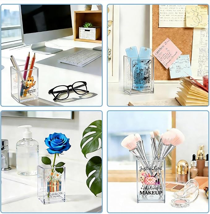This Little Light Of Mine I'm Going To Let It Shine Acrylic Organizer Pencil Pen Holder, Burning Trash Can Desk Organizer, Office Gifts for Coworker, Back to School Gifts for Daughter Niece