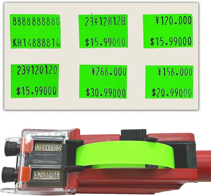 2 Line Price Gun Labels, 4 Packs Total 16,000 Pcs Blank Price and Date Gun Labels, Suitable for MX6600, MX6602, YH689, and Most Other 2 Line Price Guns (Green)