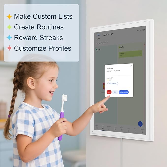 Digital Calendar, Smart WiFi Electronic Calendar&Chore Chart, IPS Touch Screen HD Display for Family Schedules, Share Moments Instantly from Anywhere