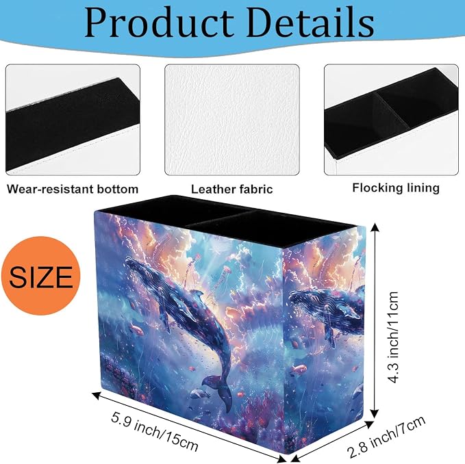 Pen Holder and Anti-Slip Mouse Pad Combination, Makeup Brush Storage Box, Tableware Storage Box, Suitable for Office and Home - Sky Blue Whale