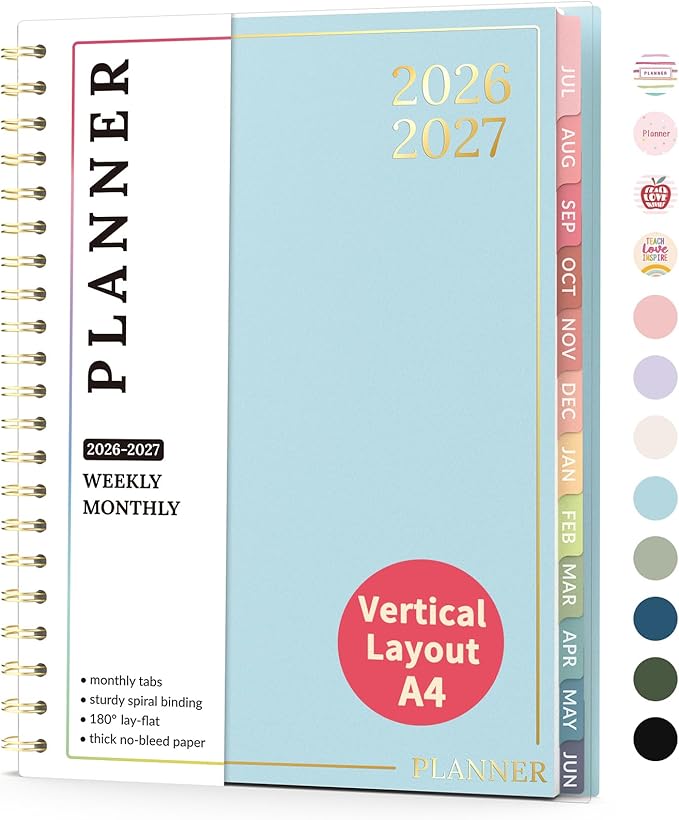 Teacher Planner 2026-2027, Forvencer Academic Planner 2026-2027, Jul 2026 - Jun 2027, 8.5"x11", Weekly & Monthly Planning Book with 7 Periods, School Agenda for Teacher Student Homeschool, A4, Blue