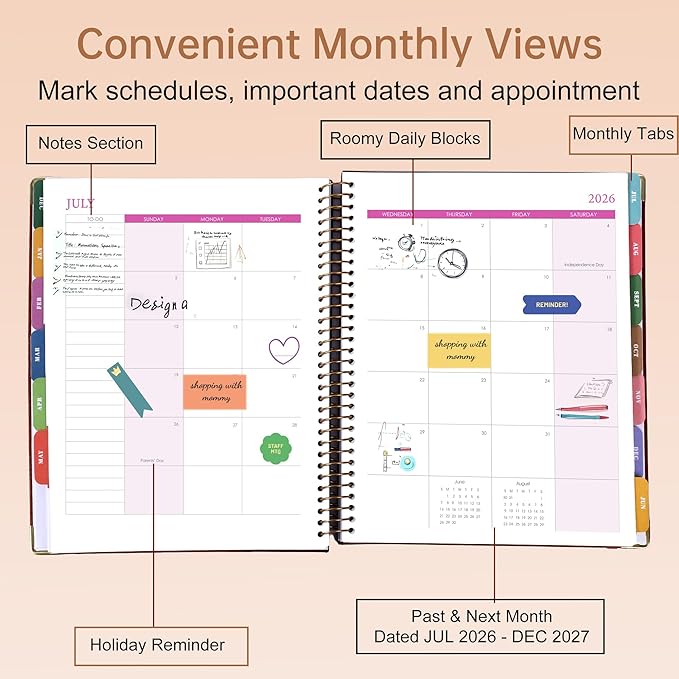 Yoment Planner 2026-2027 Weekly and Monthly 8.5"x11" Large Hardcover Planner from Jul 2026 - Dec 2027 18 Months Calendar Planners for Women Men Yearly Agenda Daily Weekly Planning with Tabs, Tree