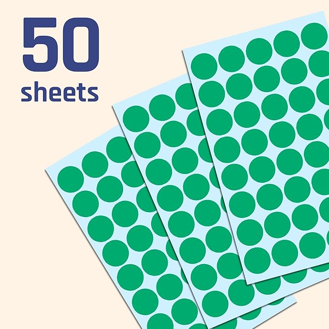 TownStix 2000 Pack, 3/4" Round Dot Stickers Circle Labels - Green