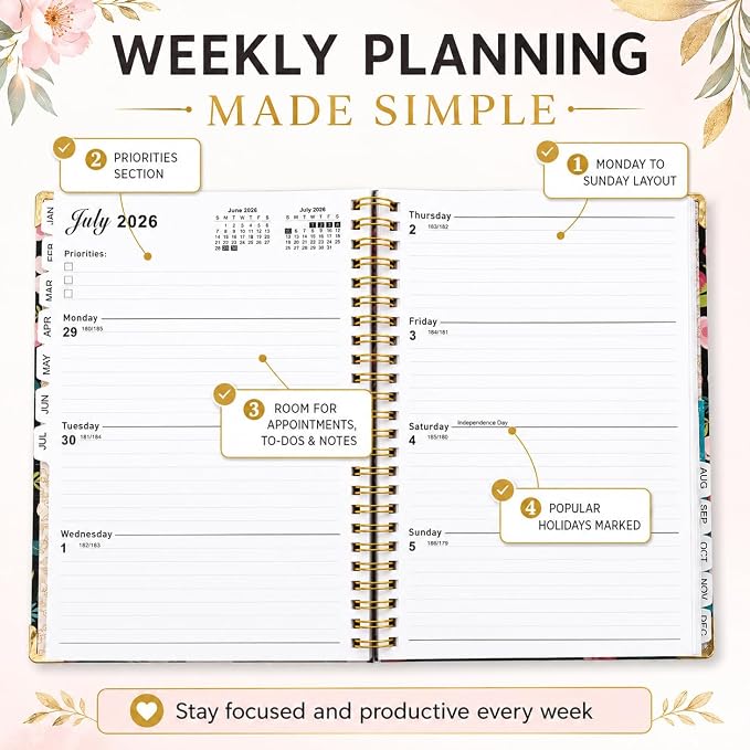 Badass Bitches Get Shit Done Sweary A5 Planner 2026-2027 - 6.2*8.5" Weekly Monthly You Are A Badass Calendar for Women, Fuck It Swear Daily Notebook Goals Productivity Journal Affirmations Gift, Black