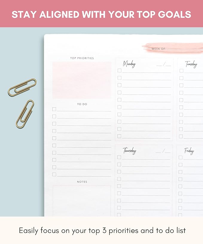 Lamare Weekly Planner Notepad – Premium Undated Weekly To Do List Notepad for School, Home & Office Day Planner, Desk To Do List Pad and Productivity Planning Pad