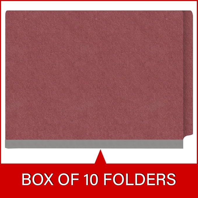 Pressboard Classification Folders, Full Cut End Tab, Letter Size, 1 Divider, Dark Red (Box of 10)