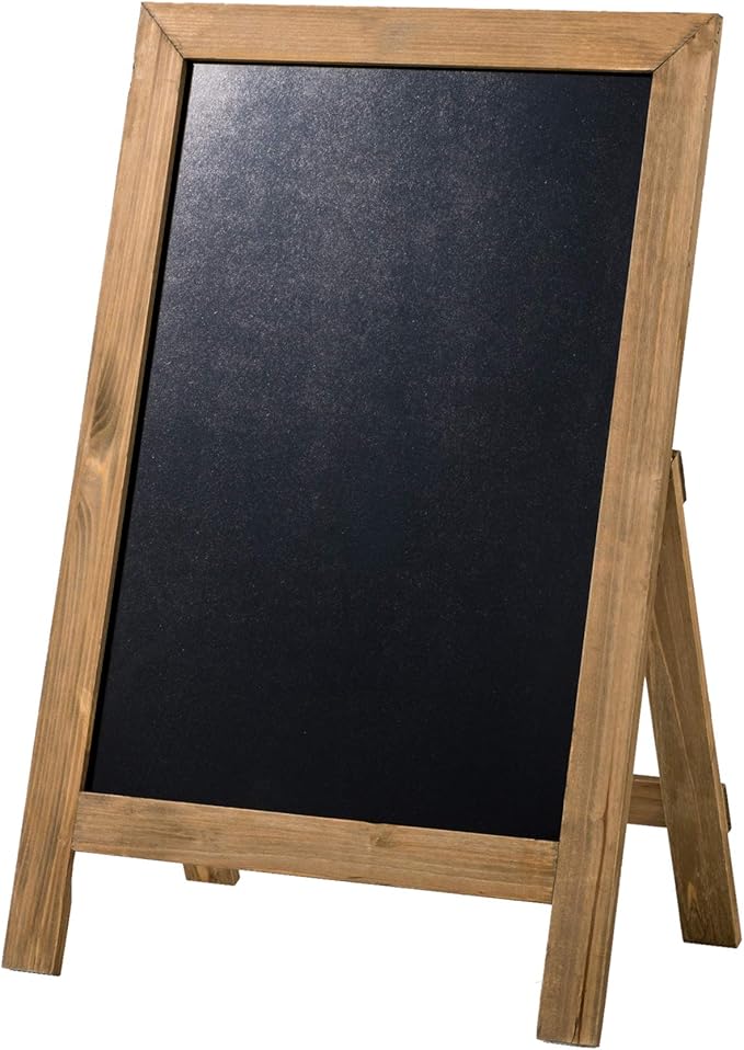 Glitzhome A-Frame Chalkboard Sign 30"x20" Wooden Sandwich Board Easel Sign Outdoor Standing Wall Chalkboard for Restaurants, Cafes, Weddings(Wood Color)