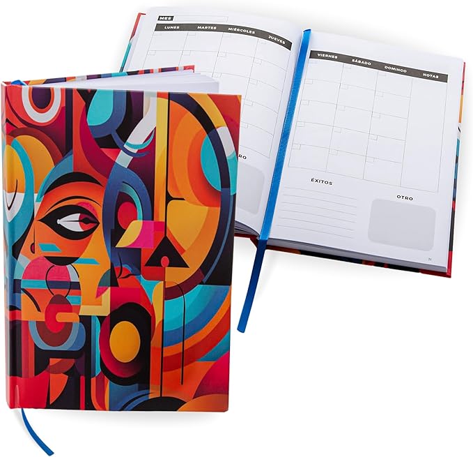 Spanish Weekly Planner & Habit Tracker – Undated 6"x9" Agenda en Español – Goal Setter, Monthly & Daily Organizer – Multicolor Hardcover