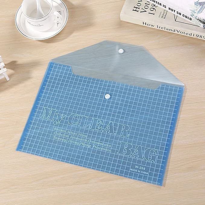 BIGEBO 10 PCS Plastic Folders for File,Transparent My Clear Bag,Office Supplies File Folders for School and Office Assorted Colors