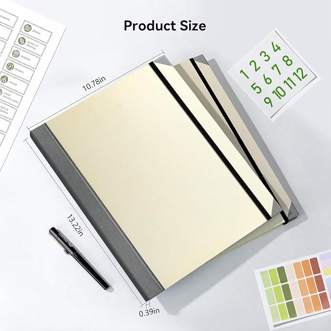 Important Document Organizer, File Folder with Labels and 12 Pockets, Expanding Storage Folder for Family Emergency Binder, Life Binder Organizer for Photos and Letters, Yellow
