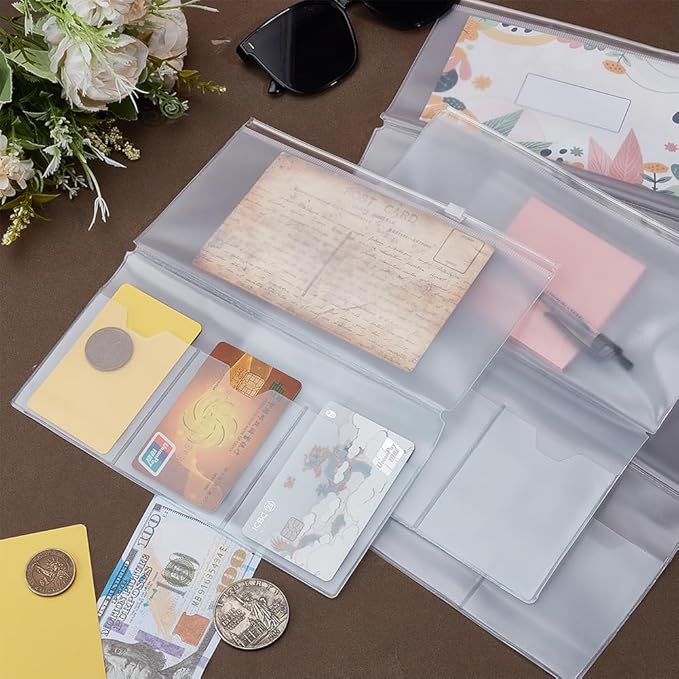 AHANDMAKER 6 Pack Plastic Clear Inserts Pouch Travelers Notebook Insert Pouches Clear Organizers for Journal Accessories Passport Travel Diary Scrapbooking Decoration