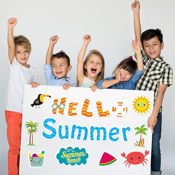 Hello Summer Cutouts Colorful Summer Beach Classroom Bulletin Board Decorations Summer Theme Wall Cut Outs Classroom Decor for School Party