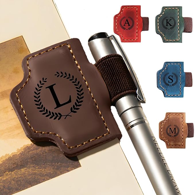 MOTEERLLU Custom Magnetic Bookmarks for Women Men, Leather Book Marker Gifts for Book Lovers, Readers, Teachers, Mom, Personalized Initial Bookmark Holder Page Marker for Reading