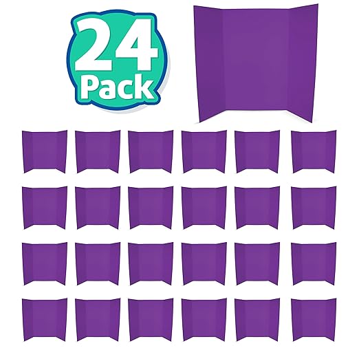 Flipside Products 36” x 48” Project Boards for Presentations, Science Fair, School Projects, Event Displays and Trifold Picture Board, Proudly Made in USA - Purple - 24 Pack