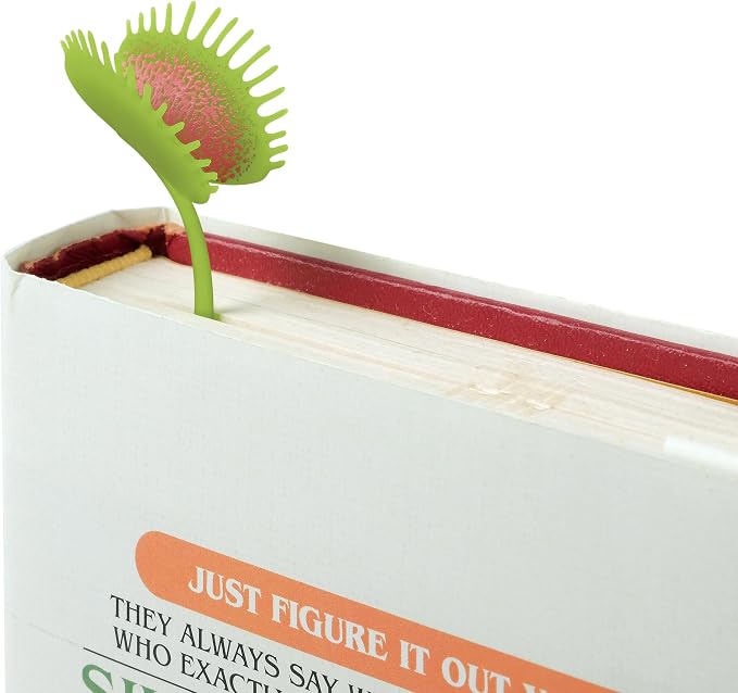 Genuine Fred Prey ON Words Venus Flytrap Bookmarks, Set of 2 Page Markers, Soft and Flexible Silicone, 3" Tall, for Plant and Book Lovers