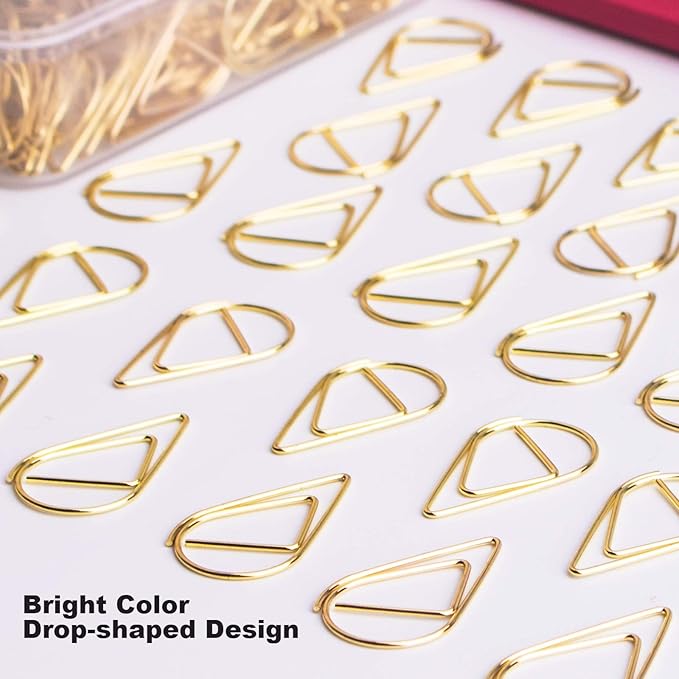 70 Pieces Gold Cute Paper Clips Large, VENCINK Smooth Stainless Steel Drop-Shaped Wire Paperclips for Office Supplies Wedding Women Girls Kids Students Paper Work