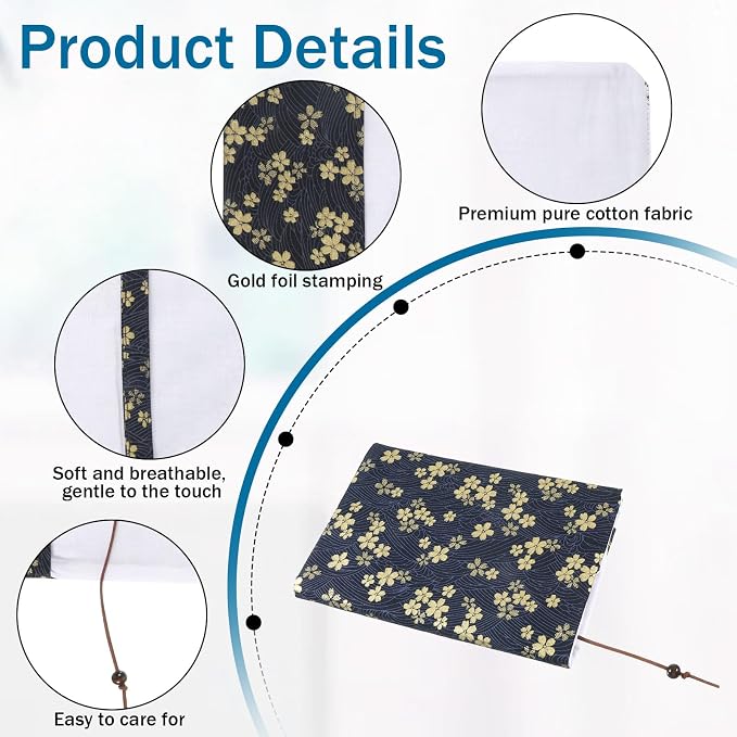 Paperback Book Cover, Adjustable Soft Fabric Book Cover, Books Covers Fit A5 Size 5.5x8.2 Inch Paperbacks for Notebook Journal, Hardcover Protection
