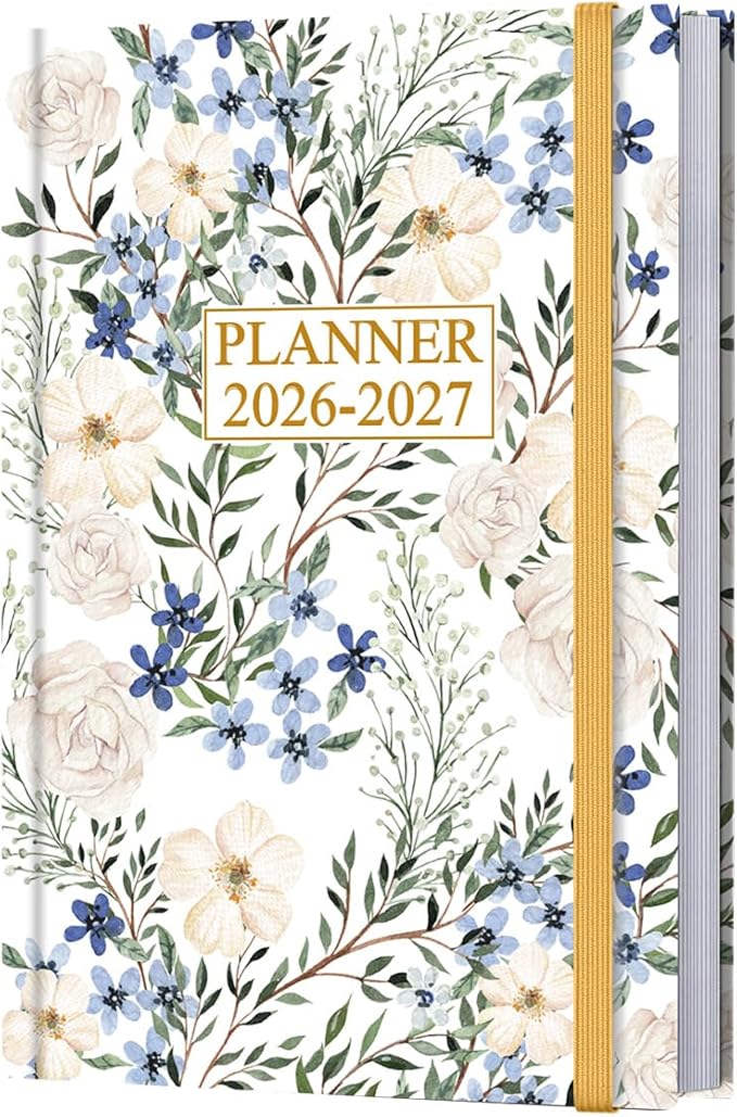 Planner 2026-2027 - 5.8" × 8.3" Weekly & Monthly Planner from July 2026 to June 2027, Large Planners 2026-2027 with Perfect Organizer, Hardcover, Inner Pocket, Crushed Flower