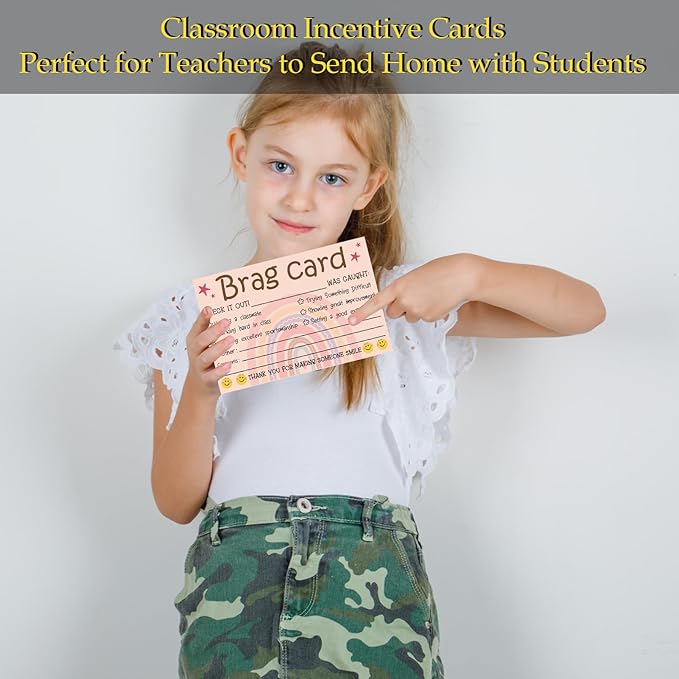 Boho Teacher Mail Brag Cards - 50 Postcards for Positive Notes Home to Parents, Classroom Incentive Cards for Elementary School Teacher Supplies