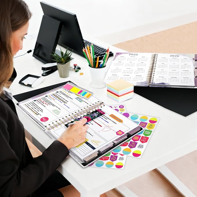 Planner 2026-2027, 18 Months Large Academic Daily Weekly Monthly Planner Organizer, July. 2026 - Dec. 2027, 8.5x9.8" Agenda with Page Tabs, Separator Page, Pocket Folder, Bookmark, Stickers & Sticky Note Set