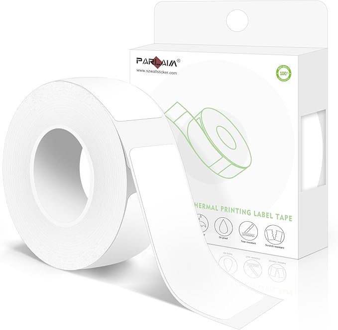 PARLAIM Label Maker Tape,14X50MM(1/2" X1 7/8") Thermal Label Stickers,Thermal self-Adhesive Label Compatible with D30 Label Maker,Thermal Label Paper for Home/Office/130pcs/Roll White