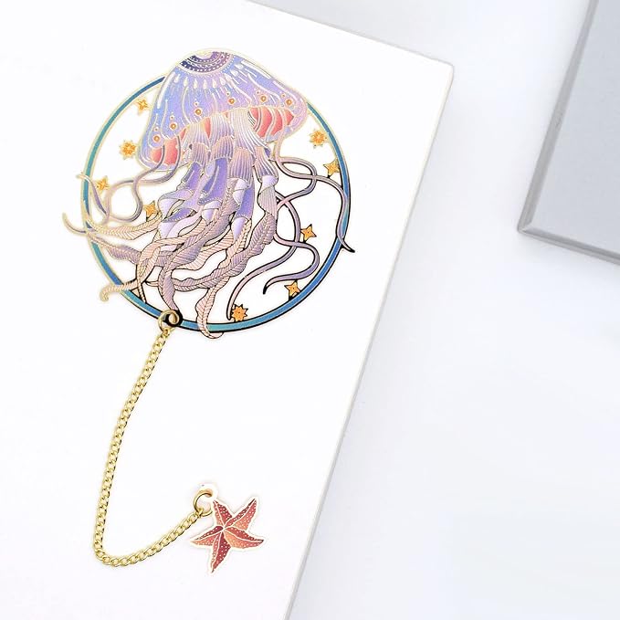BLBMH Metal Cute Bookmarks for Women Book Lovers Friends Girls Readers Birthday Christmas Gifts Exquisite Graduation Gifts - Jellyfish