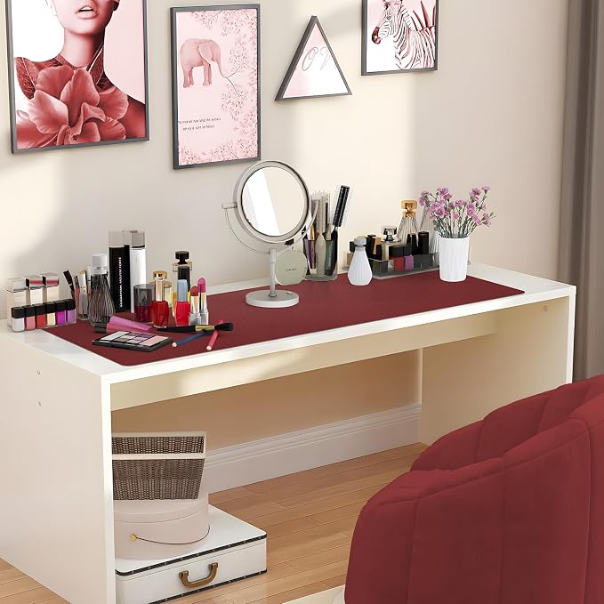 AFIING Cork Desk Mat, 31.5" x 17", Red,Leather Desk pad | Dual-Sided Cork & PU Leather, Non-Slip & Waterproof, Desk Protector for Home Office, Workspace & Gaming
