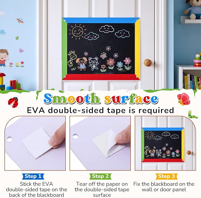 MotiMind 1 Pcs Giant Outdoor Chalkboard for Kids Suitable Indoor and Outdoor Use, Weatherproof Large Black Chalkboard Panels for Wall Back to School Decorations (Color Border)