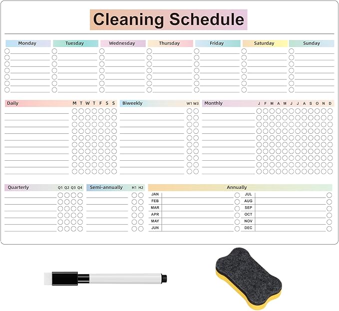 Cleaning Checklist Dry Erase Magnetic Whiteboard for Refrigerator,Daily Weekly and Monthly Checklist Planner and Household Chore-Cleaning Schedules and Checklists (Style New)