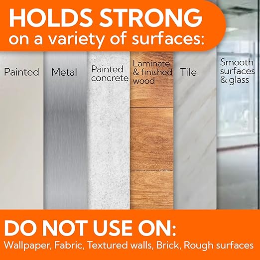 hookay Upgrade Small Adhesive Strips for Damage-Free Hanging, Removable Wall Hooks Strips, No Tools Indoor Adhesive Strips for Small Decor & Living Spaces, 64 White Strips