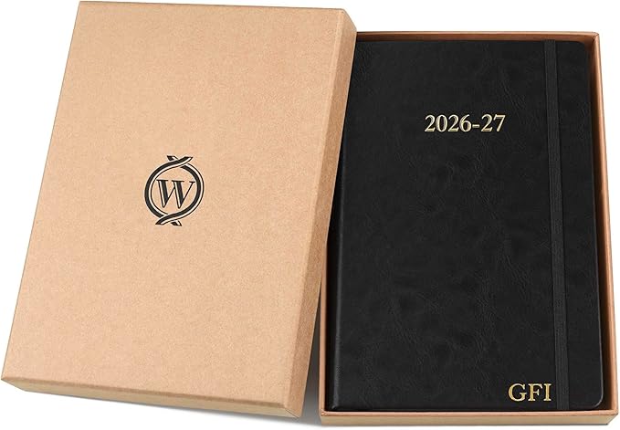 Wykeham's Executive 2026-27 Daily Journal Planner – Mid-Year Academic Diary (Personalized Black, 8.5"×5.5")
