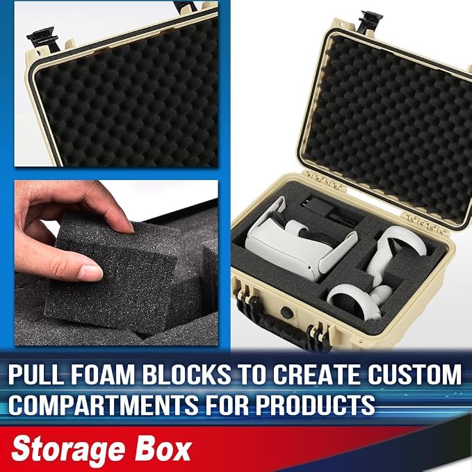 Storage Box for Collectible Cards, Tools, Screws, Craft Supplies DIY Adjustable Organizer Box with Removable Dividers & Protective Foam, Lightweight Stackable Storage Container Beige Large