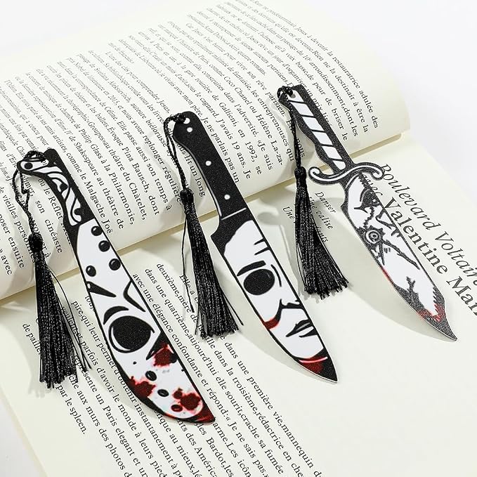 Horror Halloween Acrylic Bookmark for Women Spooky Novel Lovers Reading Accessories Student Study Stationery Halloween Gift for Men Women (5Pcs)